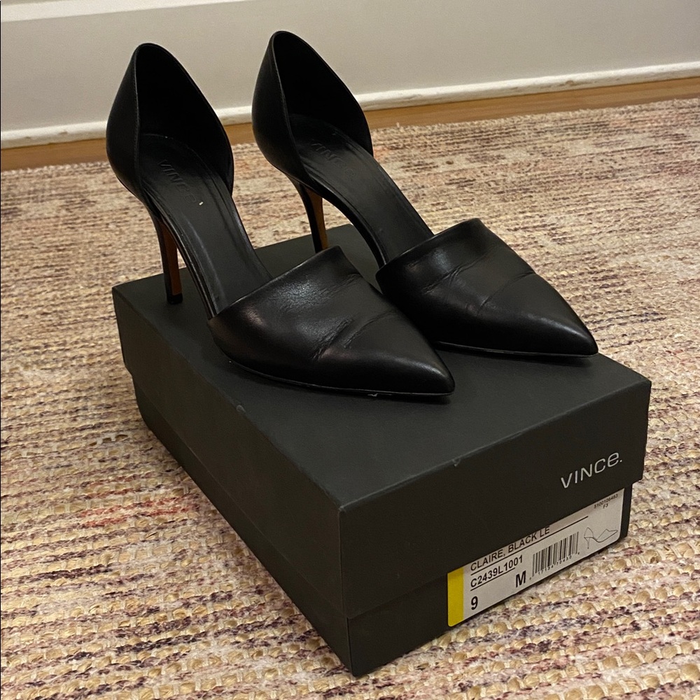 Vince Black Leather D’Orsay Heel size 9